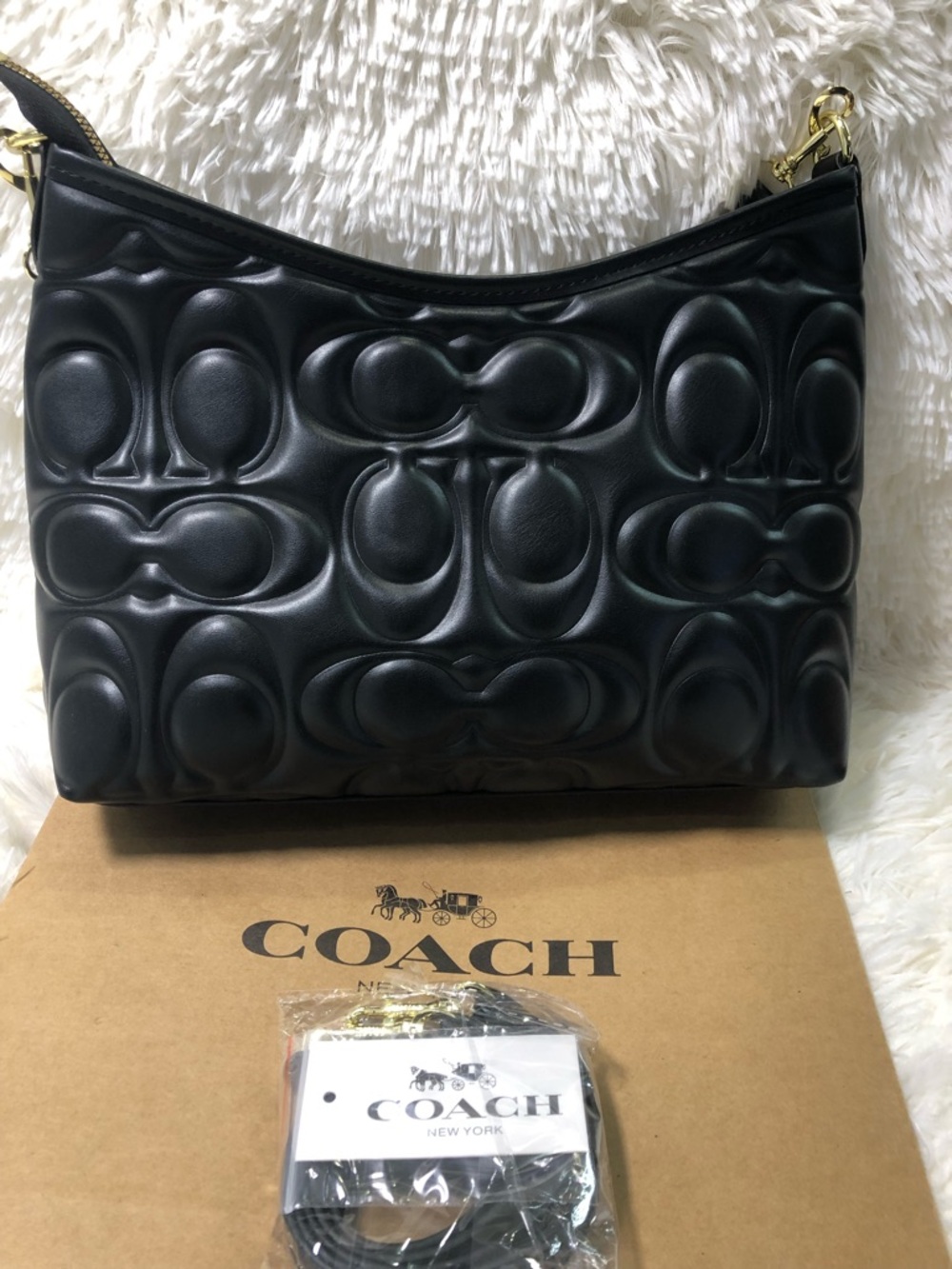 New Coach CZ178 Laurel Shoulder Bag In Signature Leather In Black - Picture 4 of 8
